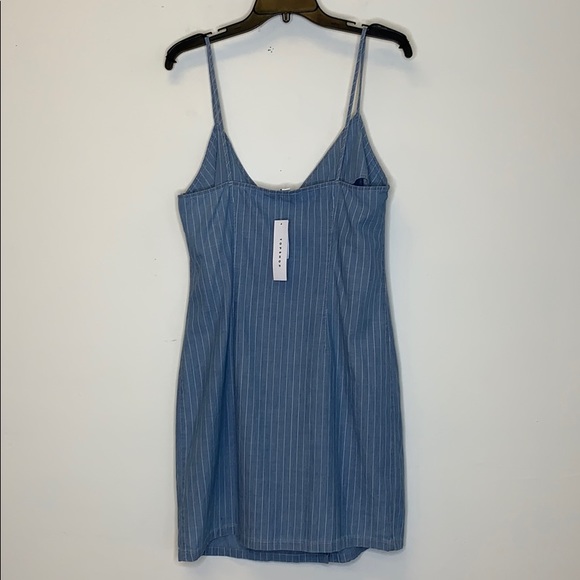 TOPSHOP Chambray Denim Stripe Opal Wrap Tank Dress - Picture 7 of 10